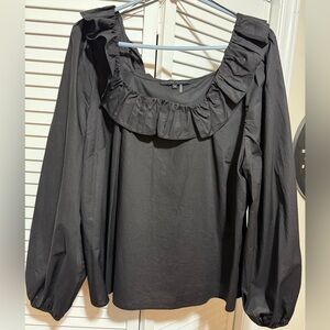 English Factory Black Ruffled Blouse